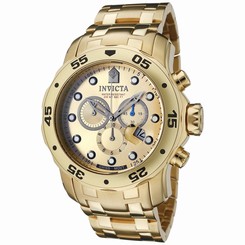 Invicta Watches : 0074 Gold Dial Luminescent Hands^stop Watch Men Watch