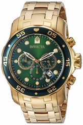 Invicta Watches : 0075 Green Dial Gold Tone Band Men Watch