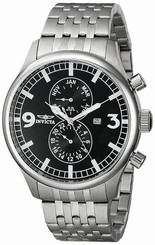 Invicta Watches : 0365 Black Dial Stainless Steel Band Men Watch