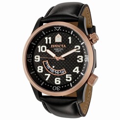 Invicta Watches : 0385 Quartz Analog Date Black Leather Men Watch