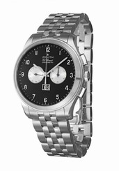 Zenith Watches : 03.0520.4010/21.M520 Automatic COSC Black Chronograph With Silver Sub-s And Double Grande Date Window At 6 Dial Stainless Steel Band Men Watch