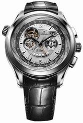 Zenith Watches : 03.0520.4037/01.C492 Automatic COSC Silver Guilloche With Large Double Date Window At 2, Power Reserve Indicator At 6, Seconds Sub- And Partial Skeleton View Of Movement Escapement Between 9 And 12. World Time Function Indicates Timezones