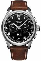Zenith Watches : 03.2410.4010/21.C722 Automatic Chronograph Date Brown Leather Sandblasted Men Watch