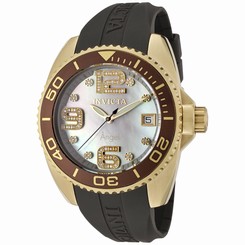 Invicta Watches : 0498 Quartz Diamond Mother of Pearl Dial Date Polyurethane Women Watch