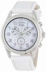 Invicta Watches : 0578 Quartz Chronograph Mother of Pearl White Leather Women Watch
