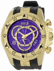 Invicta Watches : 0922 Purple Dial Chronograph Date Black Polyurethane Men Watch