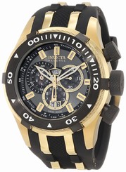 Invicta Watches : 0980 Quartz Chronograph Day Date Black Rubber Men Watch