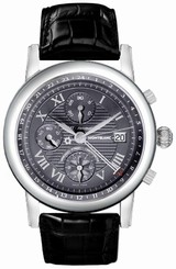 MontBlanc Watches : 101637 Automatic Chronograph GMT 18k White Gold Case Black Leather Men Watch