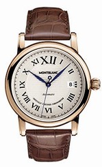 MontBlanc Watches : 101640 Automatic Roman Numerals Dial Date 18k Rose Gold Case Brown Leather Men Watch