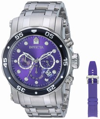 Invicta Watches : 10581 Purple Dial Stainless Steel Band Men Watch