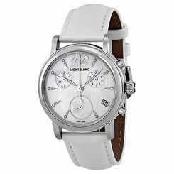 MontBlanc Watches : 105891 Quartz Chronograph Date White Leather Women Watch