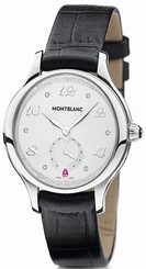 MontBlanc Watches : 106884 Quartz White Diamonds Dial Black Leather Women Watch