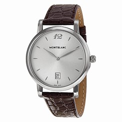 MontBlanc Watches : 108770 Quartz Silver Dial Date Brown Leather Men Watch