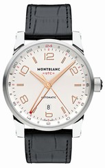 MontBlanc Watches : 109136 Automatic Silver Dial Date Black Leather Men Watch