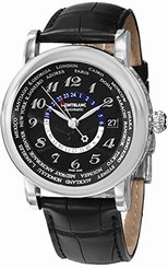 MontBlanc Watches : 109285 Automatic World Time Black Leather Men Watch