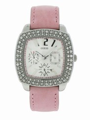 Guess Watches : 11037L3 Quartz Analog Day Date Crystal Bezel Pink Leather Women Watch