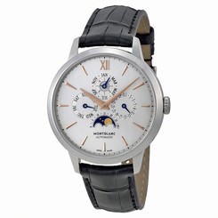 MontBlanc Watches : 110715 Automatic Perpetual Calendar Black Leather Men Watch