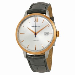 MontBlanc Watches : 111624 Automatic Date 18k Rose Gold Bezel Black Leather Men Watch