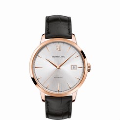 MontBlanc Watches : 111874 Automatic Date 18k Rose Gold Case Black Leather Men Watch