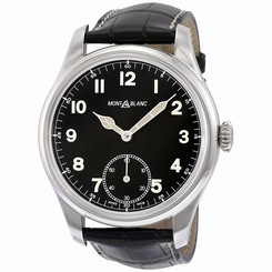 MontBlanc Watches : 113860 Mechanical Hand Wind Black Leather Men Watch