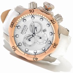 Invicta Watches : 11854 Silver And Gold Dial White Leather Band Men Watch
