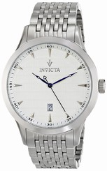 Invicta Watches : 12224 Silver Dial Leather Men Watch