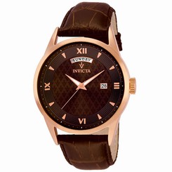 Invicta Watches : 12247 Black Dial Fixed Rose Gold-tone Band Men Watch