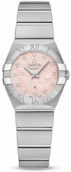 Omega Watches : 123.10.24.60.57.002 Quartz Pink Mother of Pearl Diamond Dial Stainless Steel (24mm) Women Watch