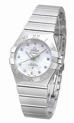 Omega Watches : 123.10.27.20.55.002 Automatic White Mother of Pearl Diamond Dial Date Stainless Steel Women Watch