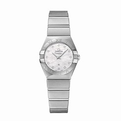 Omega Watches : 123.10.27.60.55.003 Quartz White Mother of Pearl Diamond Dial Stainless Steel Women Watch