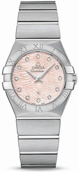 Omega Watches : 123.10.27.60.57.002 Quartz Pink Mother of Pearl Diamond Dial Stainless Steel (27mm) Women Watch
