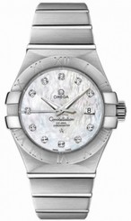 Omega Watches : 123.10.31.20.55.001 31mm Constellation Brushed Co-Axial Chronometer Mother Of Pearl Dial Stainless Steel Case, Diamonds On Hour Indices With Stainless Steel Bracelet Women Watch