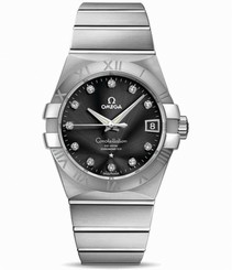 Omega Watches : 123.10.38.21.51.001 38mm Automatic Co-Axial Chronometer Black Dial Stainless Steel Case, Diamonds On Hour Indices With Stainless Steel Bracelet Men Watch