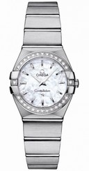 Omega Watches : 123.15.24.60.05.001 24mm Constellation Brushed Quartz White Mother Of Pearl Dial Stainless Steel Case, Diamonds On Bezel With Stainless Steel Bracelet Women Watch