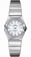 Omega Watches : 123.15.24.60.05.002 24mm Constellation Polished Quartz White Mother Of Pearl Dial Stainless Steel Case, Diamonds On Bezel With Stainless Steel Bracelet Women Watch