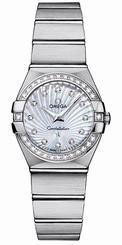 Omega Watches : 123.15.24.60.55.002 24mm Constellation Brushed Quartz White Mother Of Pearl Dial Stainless Steel Case, Diamonds On Bezel With Stainless Steel Bracelet Women Watch