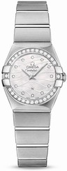Omega Watches : 123.15.24.60.55.006 Quartz Mother of Pearl Diamond Dial Diamond Bezel Stainless Steel Women Watch