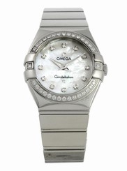 Omega Watches : 123.15.27.60.55.003 27mm Constellation Polished Quartz White Mother Of Pearl Dial Stainless Steel Case, Diamonds On Bezel And Hour Indices With Stainless Steel Bracelet Women Watch