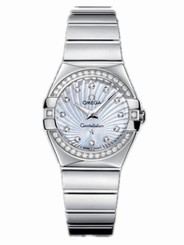 Omega Watches : 123.15.27.60.55.004 27mm Constellation Polished Quartz White Mother Of Pearl Dial Stainless Steel Case, Diamonds On Bezel And Hour Indices With Stainless Steel Bracelet Women Watch