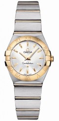 Omega Watches : 123.20.24.60.02.002 24mm Constellation Brushed Quartz Silver Dial Yellow Gold Case With Yellow Gold And Stainless Steel Bracelet Women Watch
