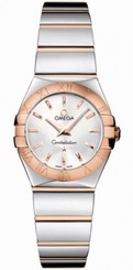 Omega Watches : 123.20.24.60.02.003 24mm Constellation Polished Quartz Silver Dial Rose Gold Case With Rose Gold And Stainless Steel Bracelet Women Watch