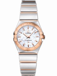 Omega Watches : 123.20.24.60.05.003 24mm Constellation Polished Quartz White Mother Of Pearl Dial Rose Gold Case With Rose Gold And Stainless Steel Bracelet Women Watch