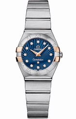 Omega Watches : 123.20.24.60.53.002 Quartz Diamond Hour Indexes Dial 18k Rose Gold and Stainless Steel Case Stainless Steel Bracelet Women Watch