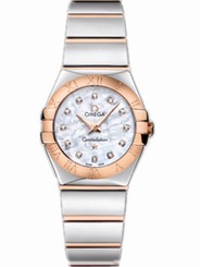 Omega Watches : 123.20.24.60.55.003 24mm Constellation Polished Quartz White Mother Of Pearl Dial Rose Gold Case, Diamonds On Hour Indices With Rose Gold And Stainless Steel Bracelet Women Watch