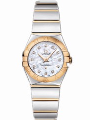 Omega Watches : 123.20.24.60.55.004 24mm Constellation Polished Quartz White Mother Of Pearl Rose Yellow Gold Case, Diamonds On Hour Indices With Rose Yellow Gold And Stainless Steel Bracelet Women Watch