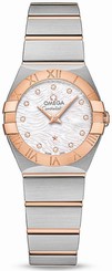 Omega Watches : 123.20.24.60.55.007 Quartz Mother of Pearl Diamond Dial 18k Rose Gold Bezel 18k Rose Gold and Stainless Steel Women Watch