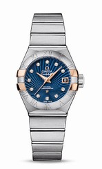 Omega Watches : 123.20.27.20.53.002 Automatic Diamond Hour Indexes Dial Date 18k Rose Gold and Stainless Steel Case Stainless Steel Bracelet Women Watch