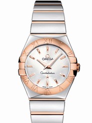 Omega Watches : 123.20.27.60.02.003 27mm Constellation Polished Quartz Silver Dial Rose Gold Case With Rose Gold And Stainless Steel Bracelet Women Watch