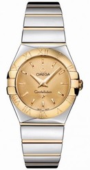 Omega Watches : 123.20.27.60.08.002 27mm Constellation Polished Quartz Yellow Dial And Case With Yellow Gold And Stainless Steel Bracelet Women Watch