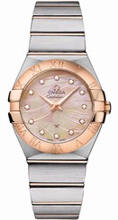 Omega Watches : 123.20.27.60.57.002 Quartz Rose Gold Mother of Pearl Dial 18k Rose Gold and Stainless Steel Bracelet Women Watch